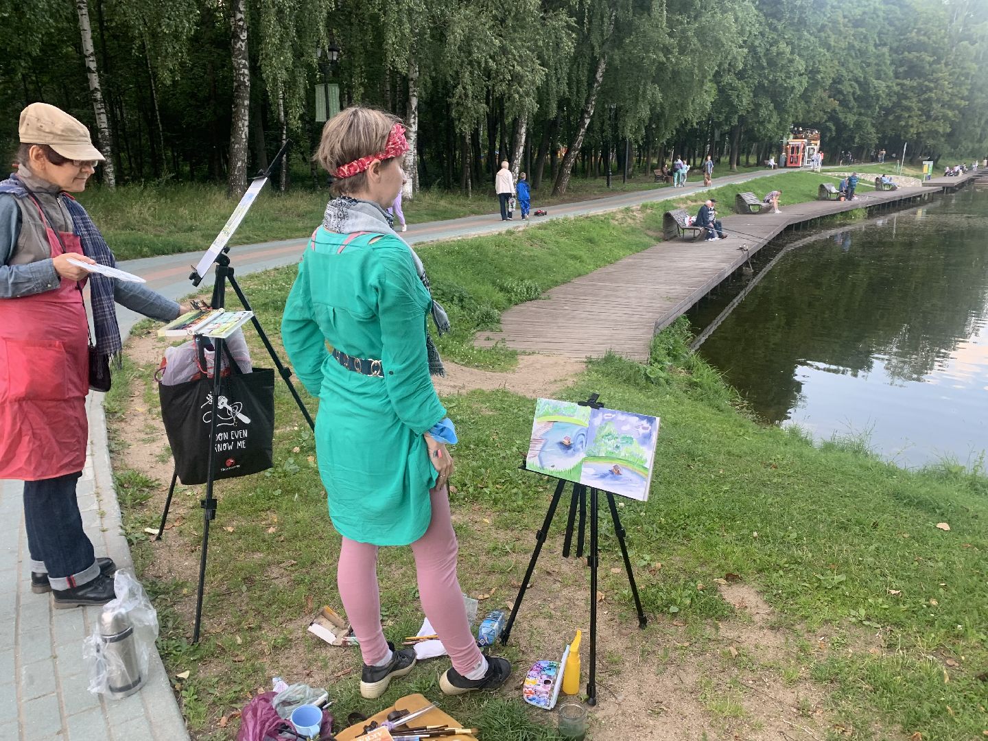 Творчество, художник, Красногорск, картина, парк, лето в подмосковье,