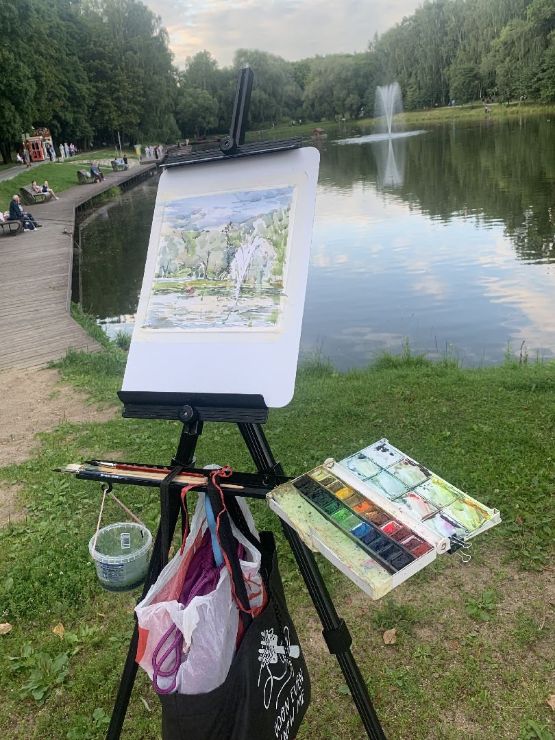 Творчество, художник, Красногорск, картина, парк, лето в подмосковье,