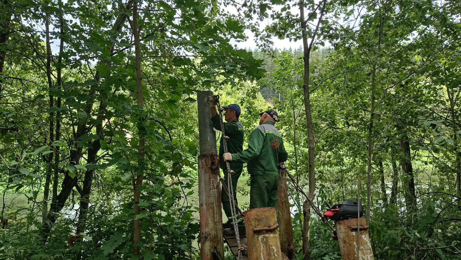 Последствия паводка, Подвесной мост, Атепцево, Наро-Фоминск, ремонт моста