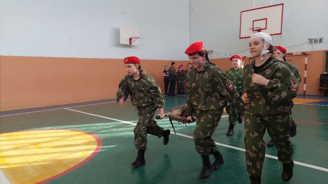 школьники, юнармия, игра, дети, Девушки в погонах, спорт
