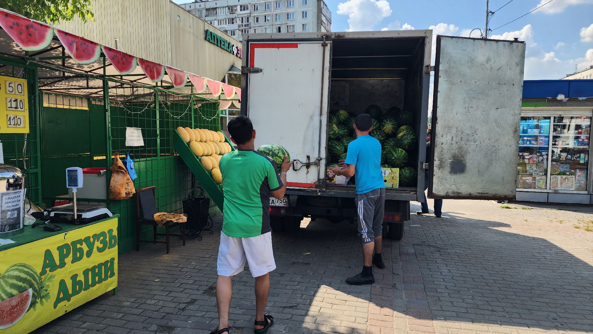 торговля, сезон арбузов,