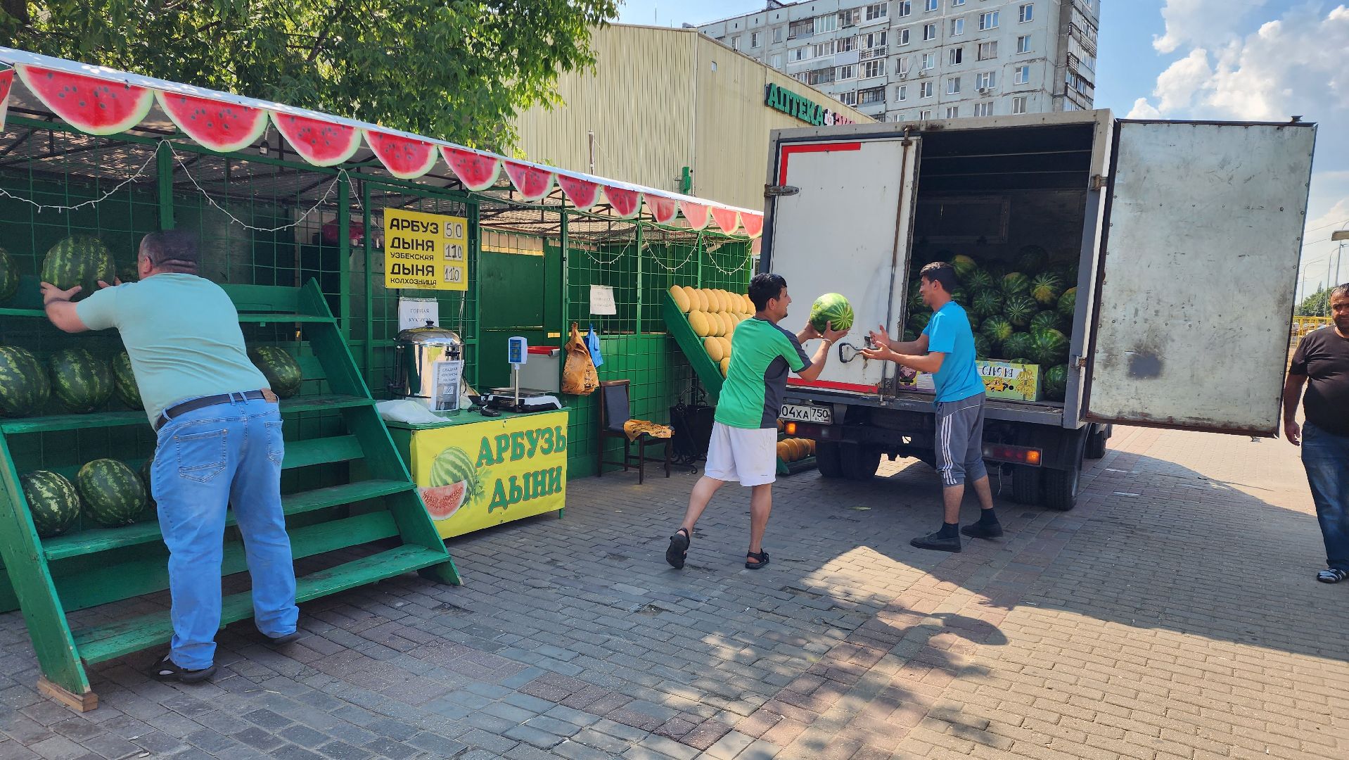 торговля, сезон арбузов,