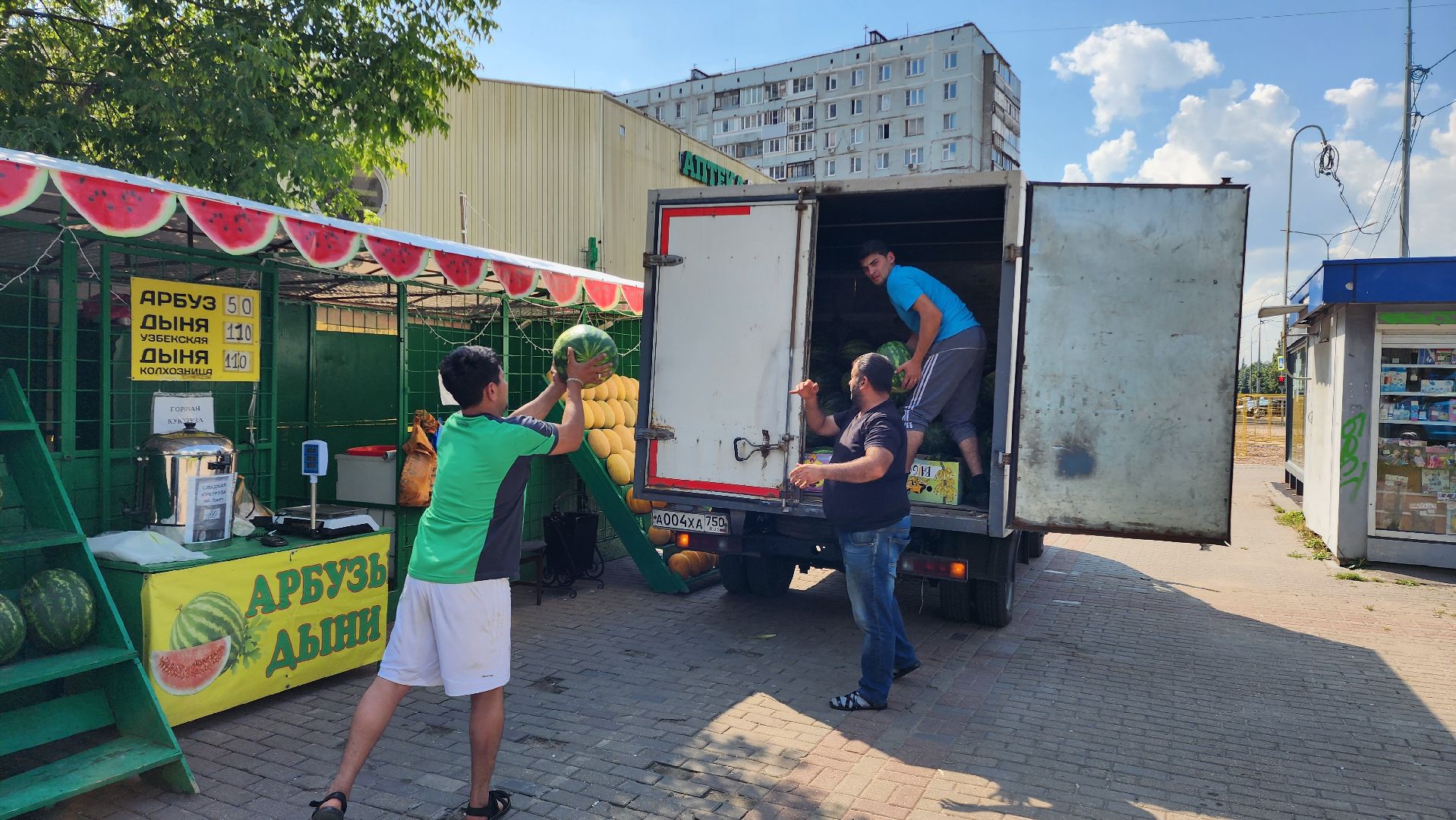 торговля, сезон арбузов,