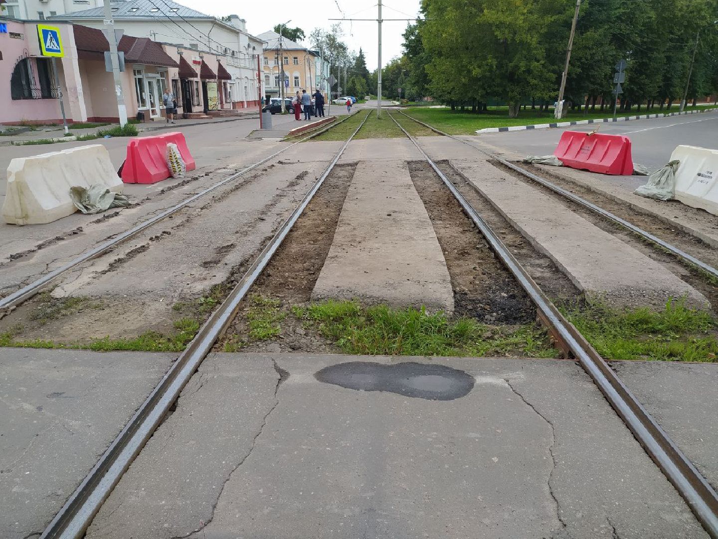 Коломна, дороги, трамвайные пути, переезд