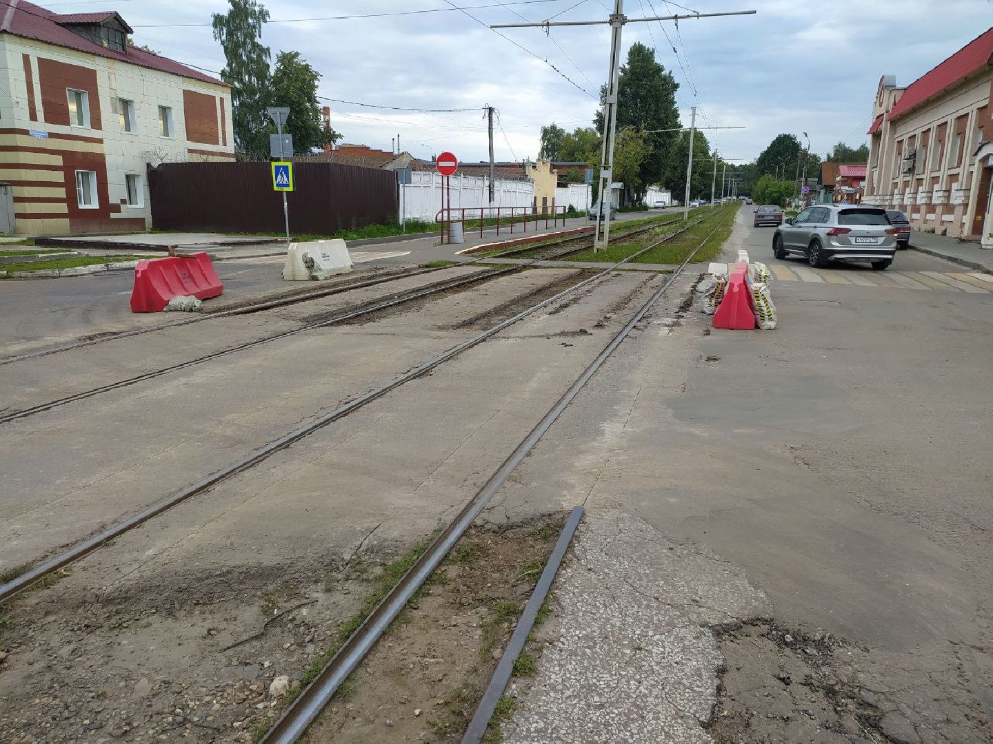 Коломна, дороги, трамвайные пути, переезд