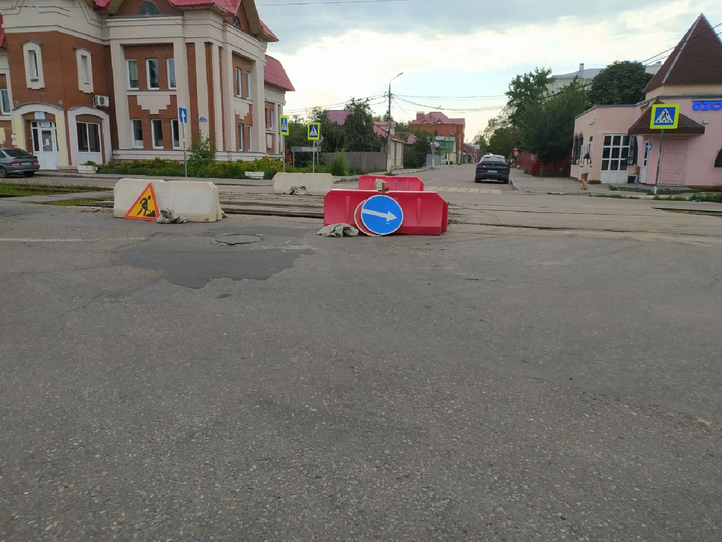 Коломна, дороги, трамвайные пути, переезд