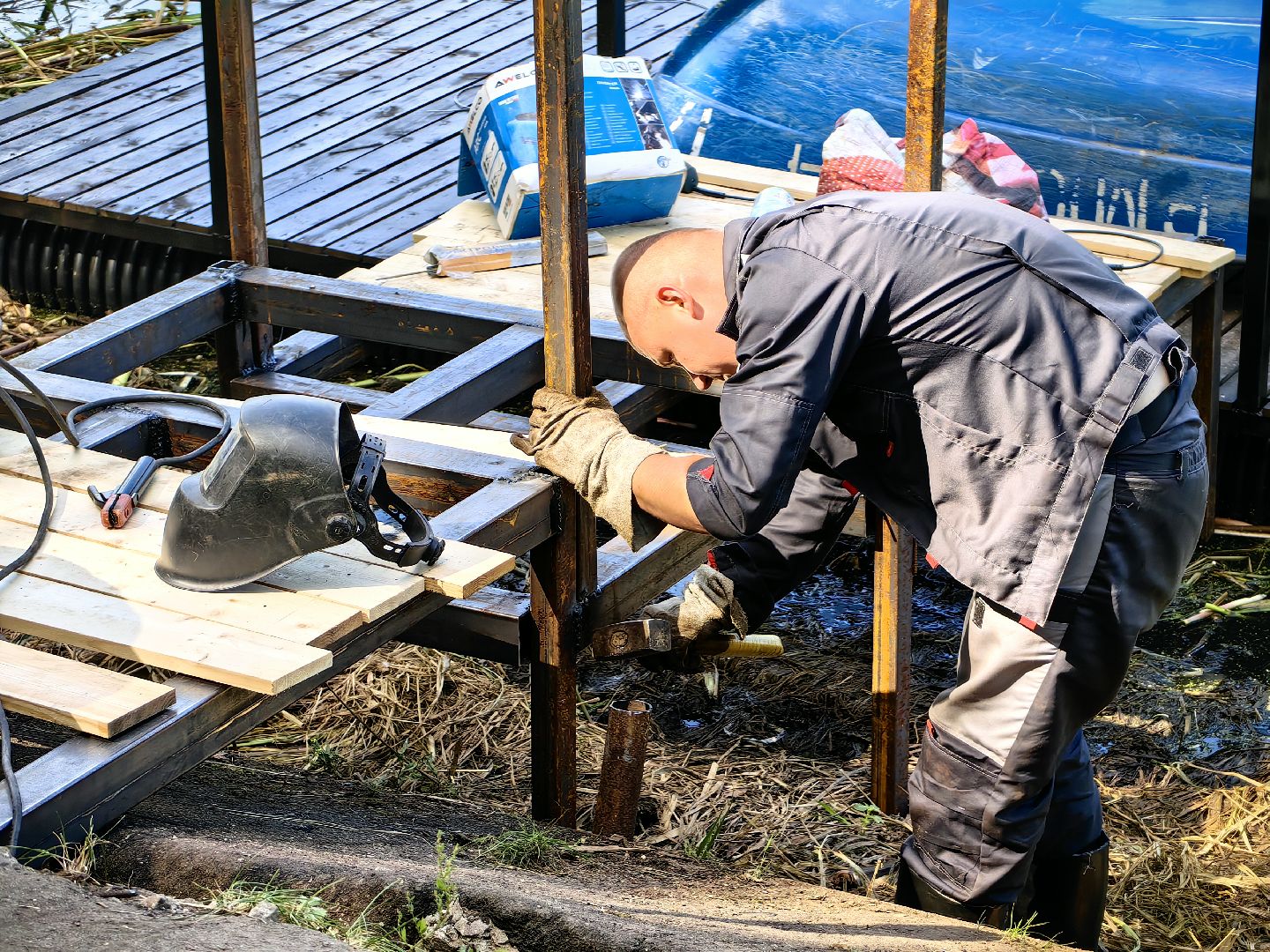 Лодка, катамаран, река, досуг, парк