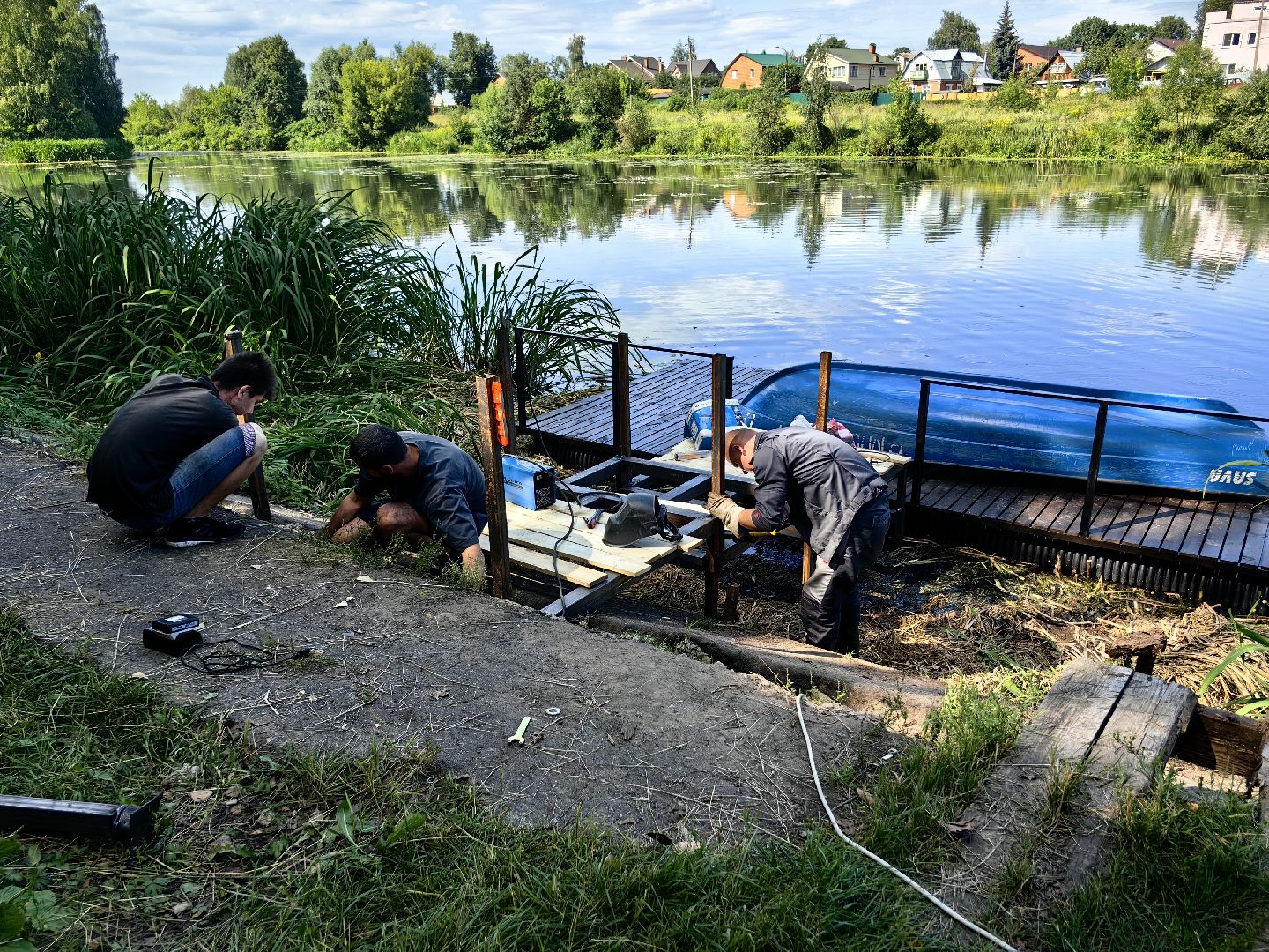 Лодка, катамаран, река, досуг, парк