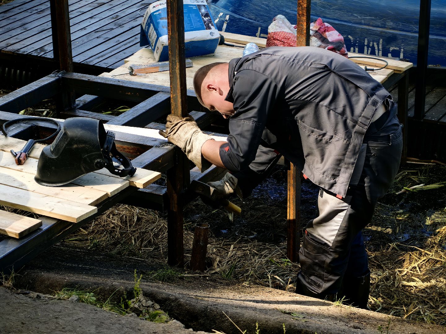 Лодка, катамаран, река, досуг, парк