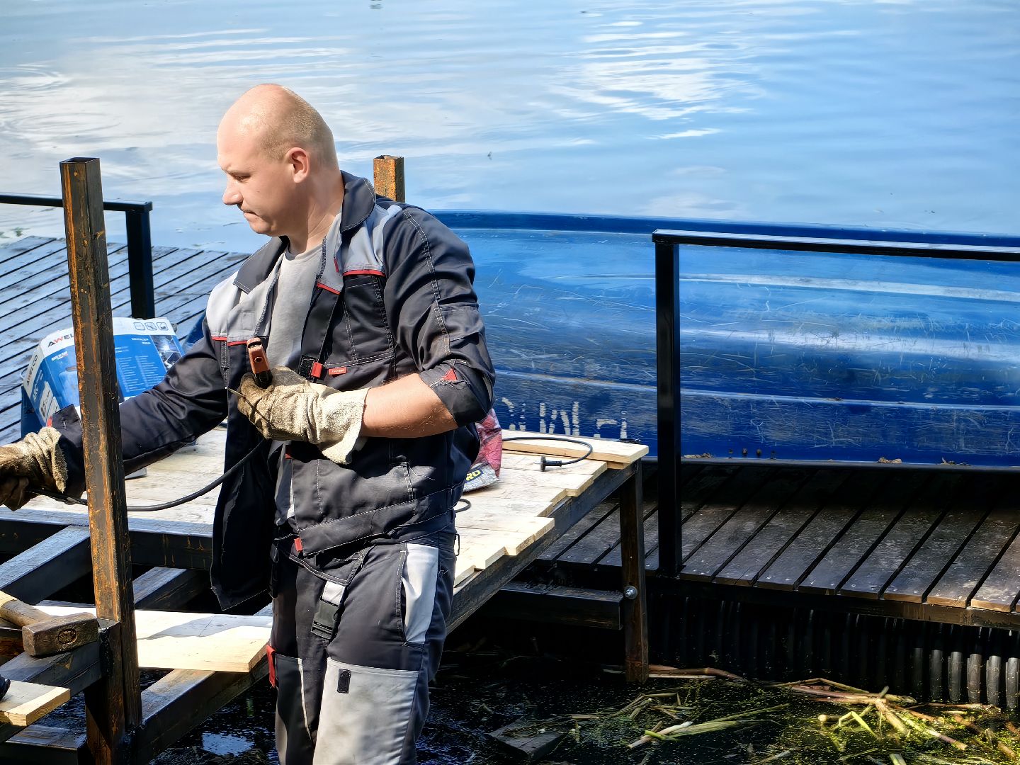 Лодка, катамаран, река, досуг, парк