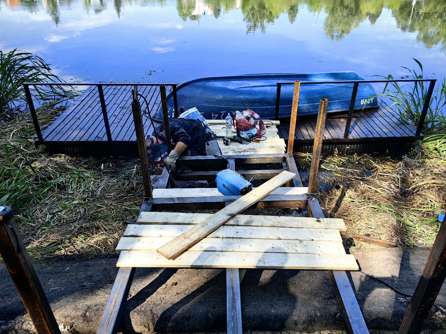 Лодка, катамаран, река, досуг, парк