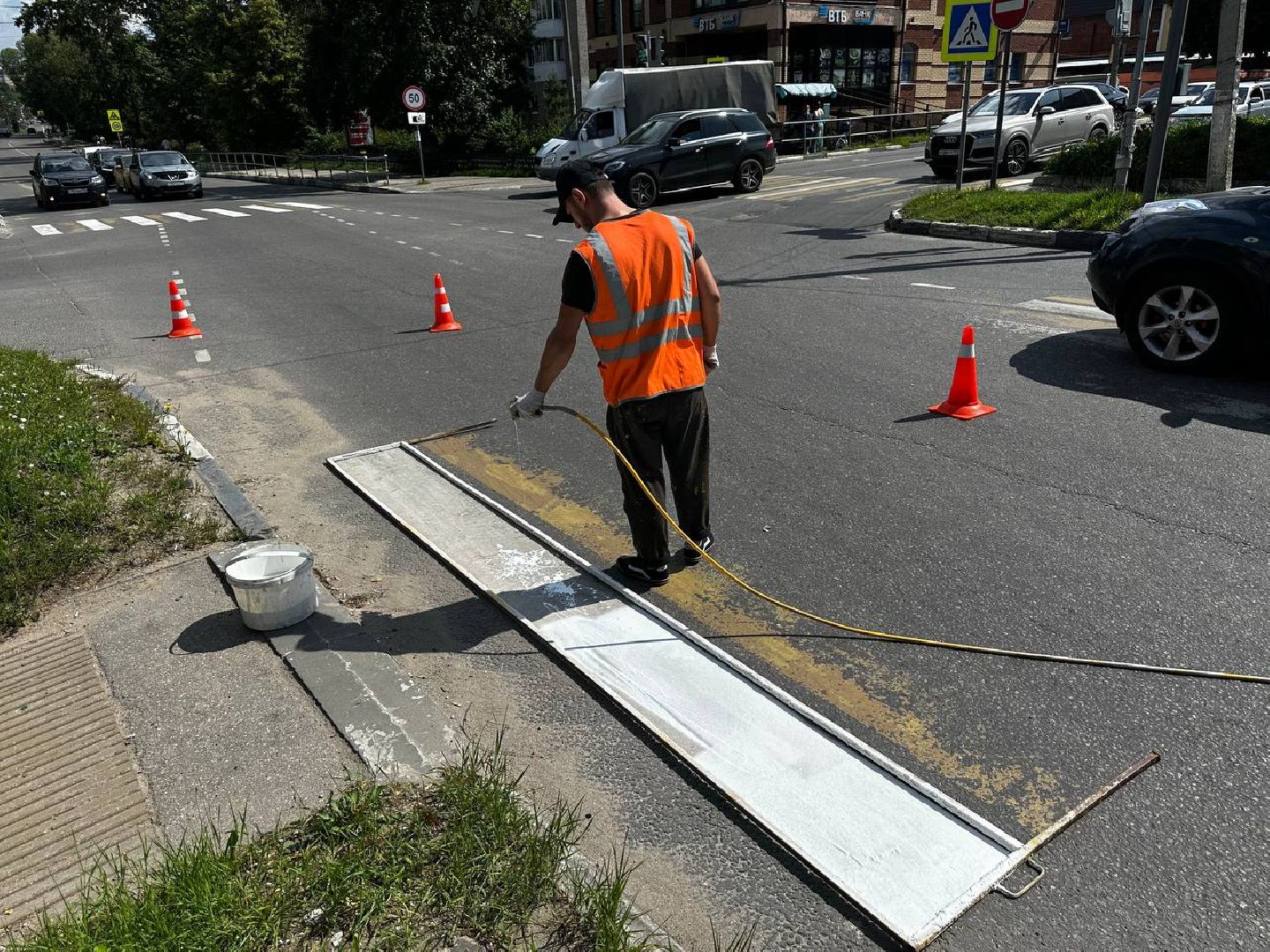 Можайск, Можайский городской округ, Подмосковье, разметка, пешеходные переходы, дорога, работы, социальные объекты