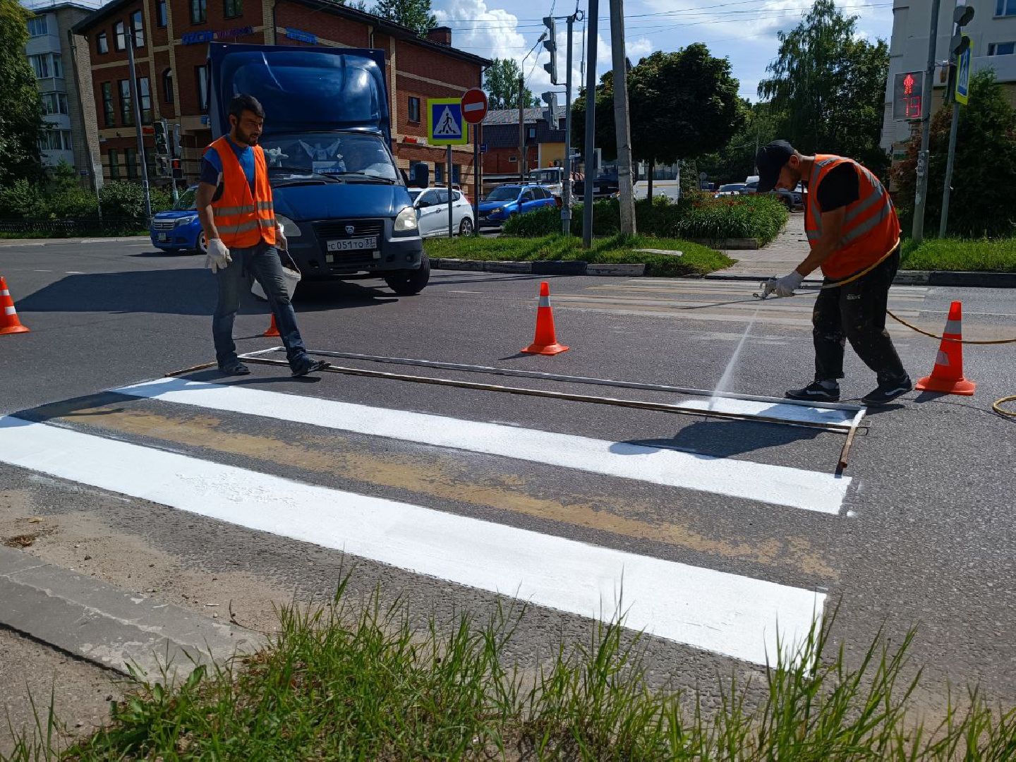 Можайск, Можайский городской округ, Подмосковье, разметка, пешеходные переходы, дорога, работы, социальные объекты