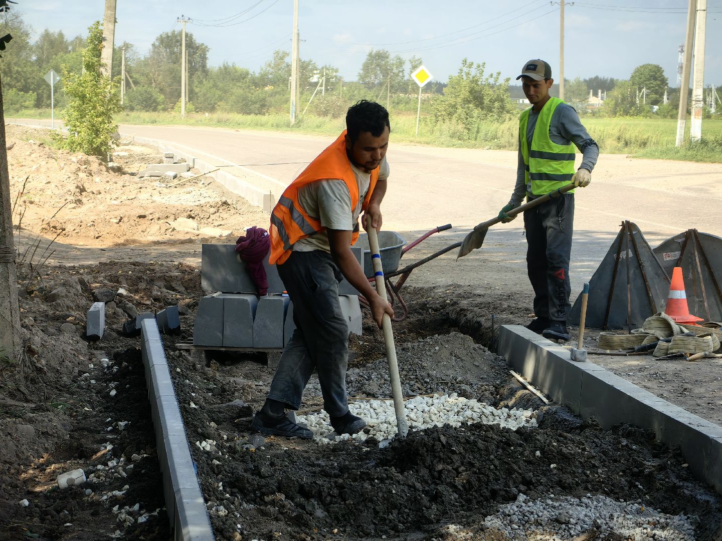 Асфальт, тротуар, бригада, покрытие, пешеходы