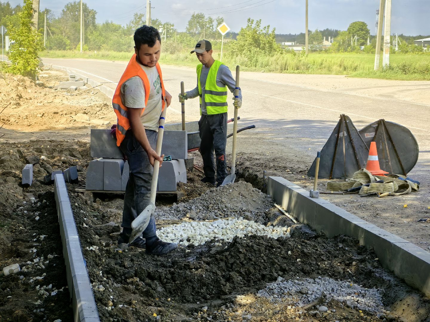 Асфальт, тротуар, бригада, покрытие, пешеходы