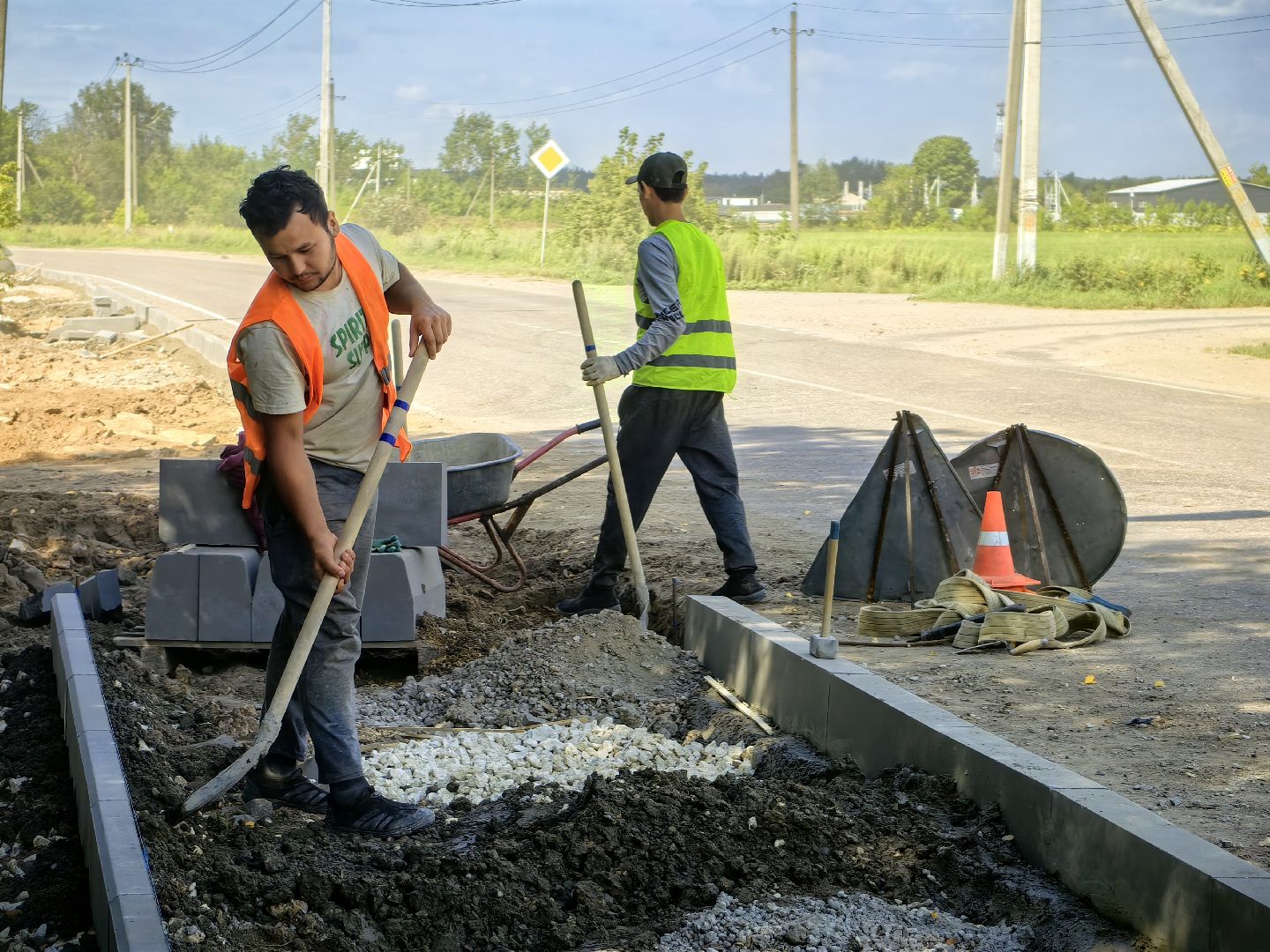 Асфальт, тротуар, бригада, покрытие, пешеходы