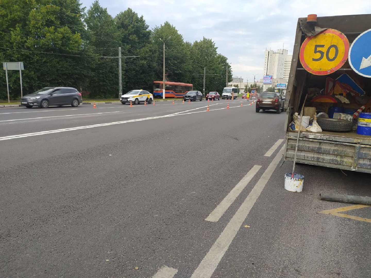 Коломна, дороги, дорожная разметка