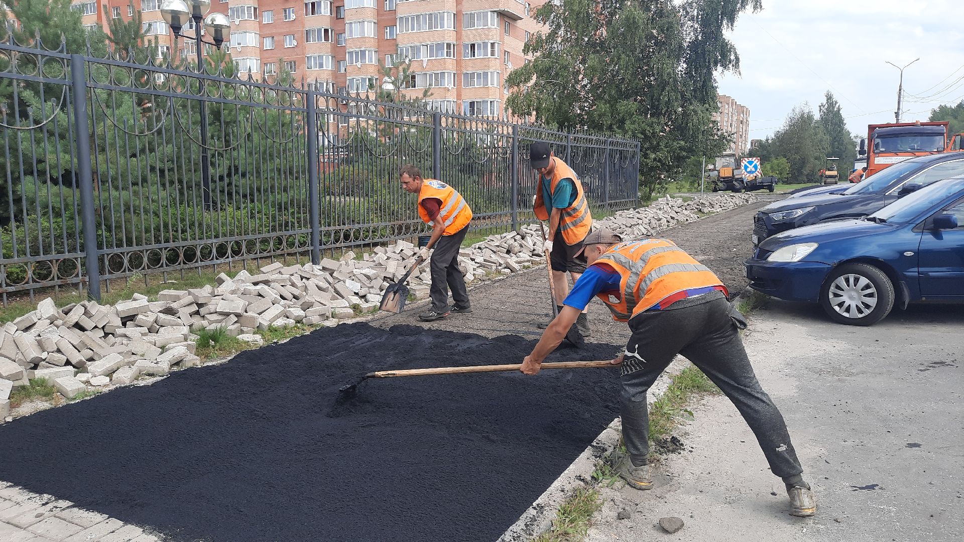 городской округ Шатура, ремонт тротуара, дорожные работы, укладка асфальта