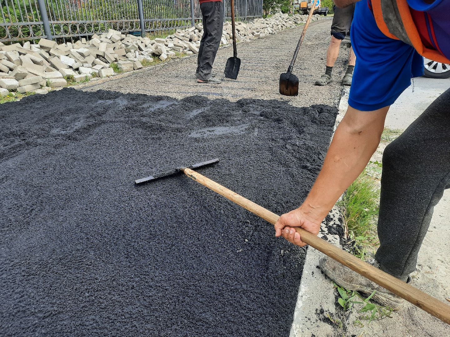 городской округ Шатура, ремонт тротуара, дорожные работы, укладка асфальта