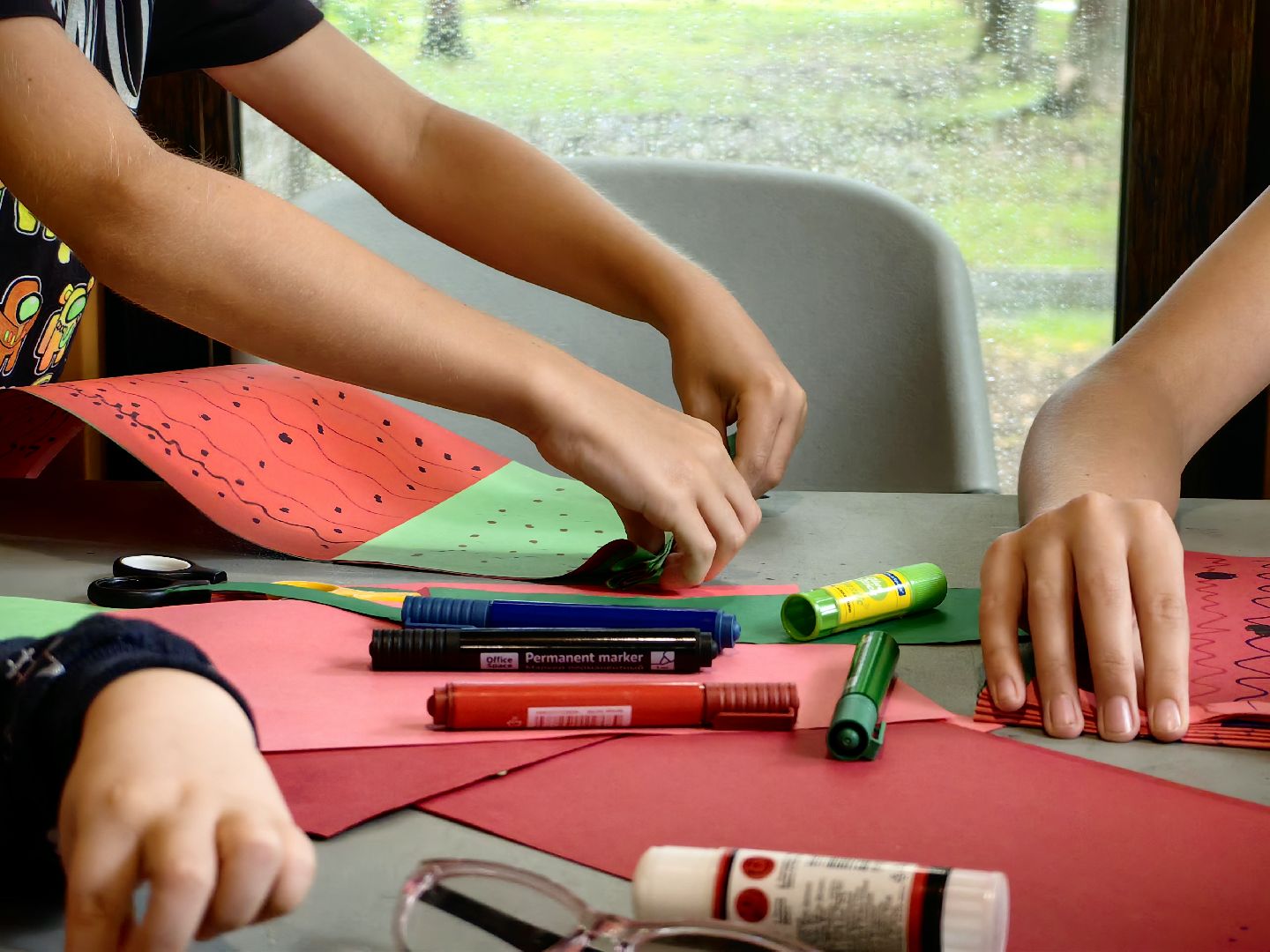 Мастер-класс, веер, парк, гости, бумага, ножницы