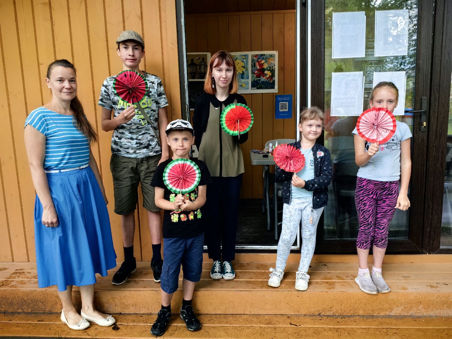 Мастер-класс, веер, парк, гости, бумага, ножницы