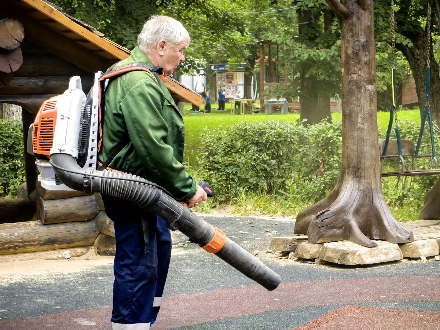 Парк, уборка, пылесос, дороги, листья, Щёлково