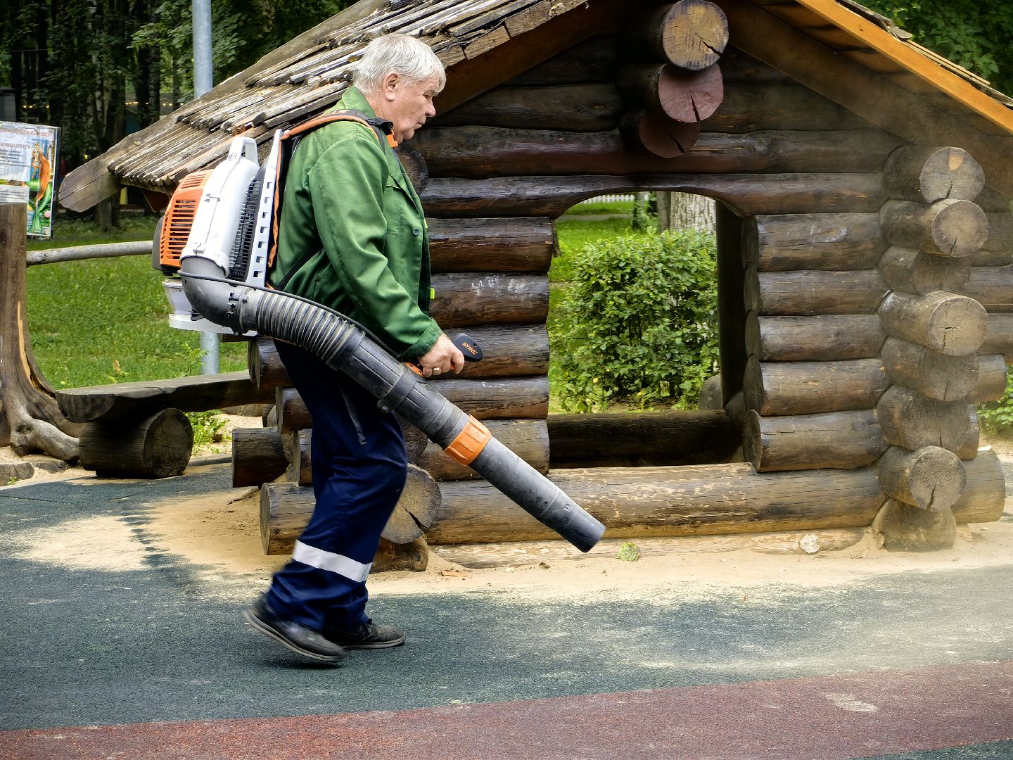 Парк, уборка, пылесос, дороги, листья, Щёлково