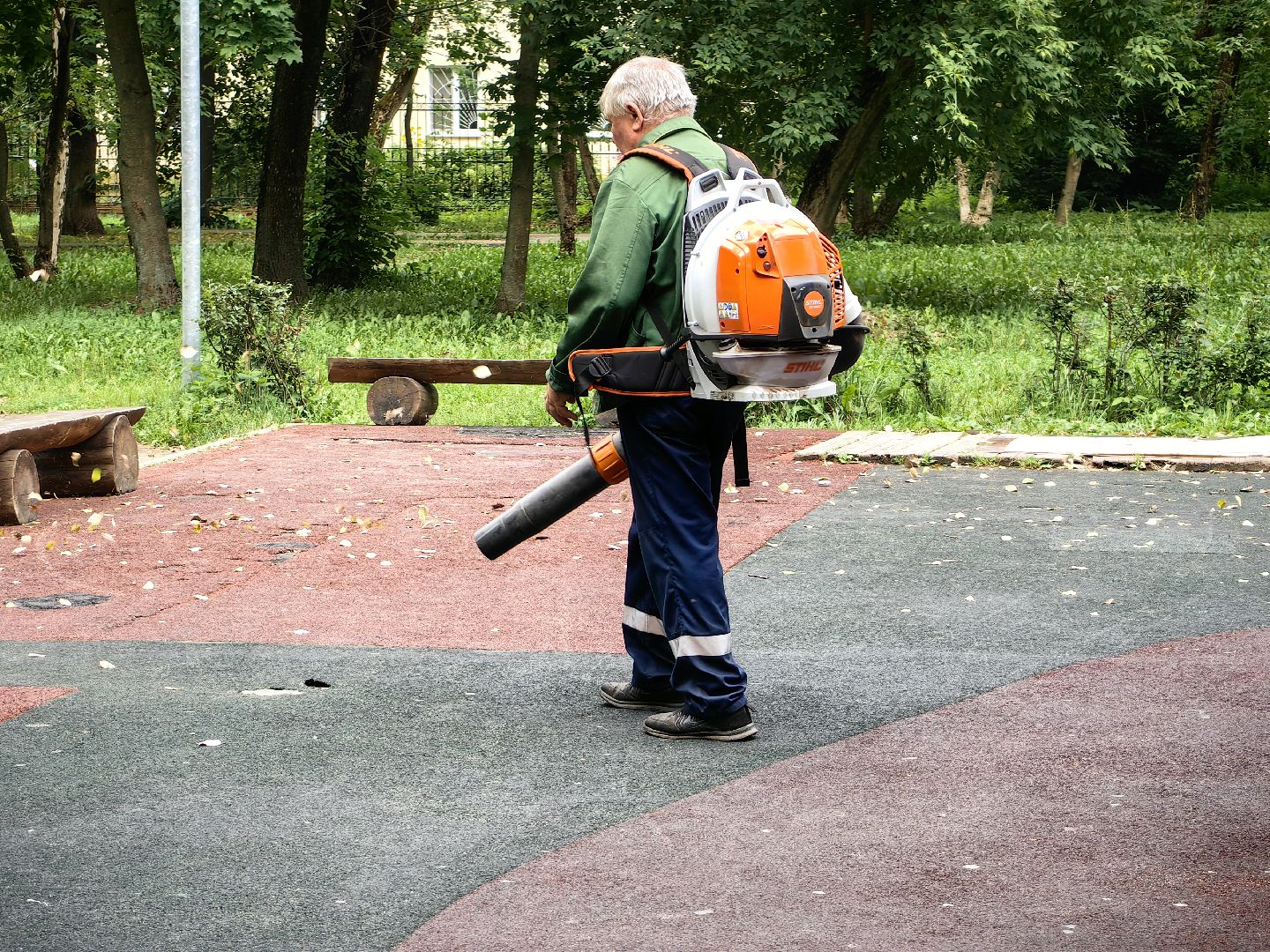 Парк, уборка, пылесос, дороги, листья, Щёлково