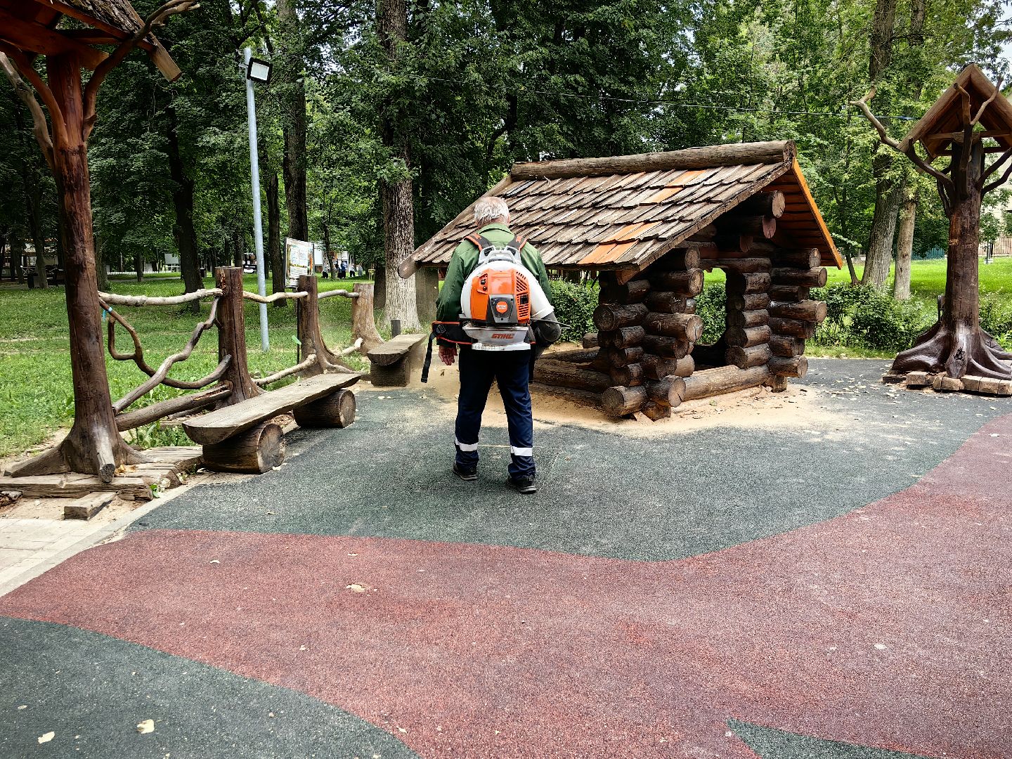 Парк, уборка, пылесос, дороги, листья, Щёлково