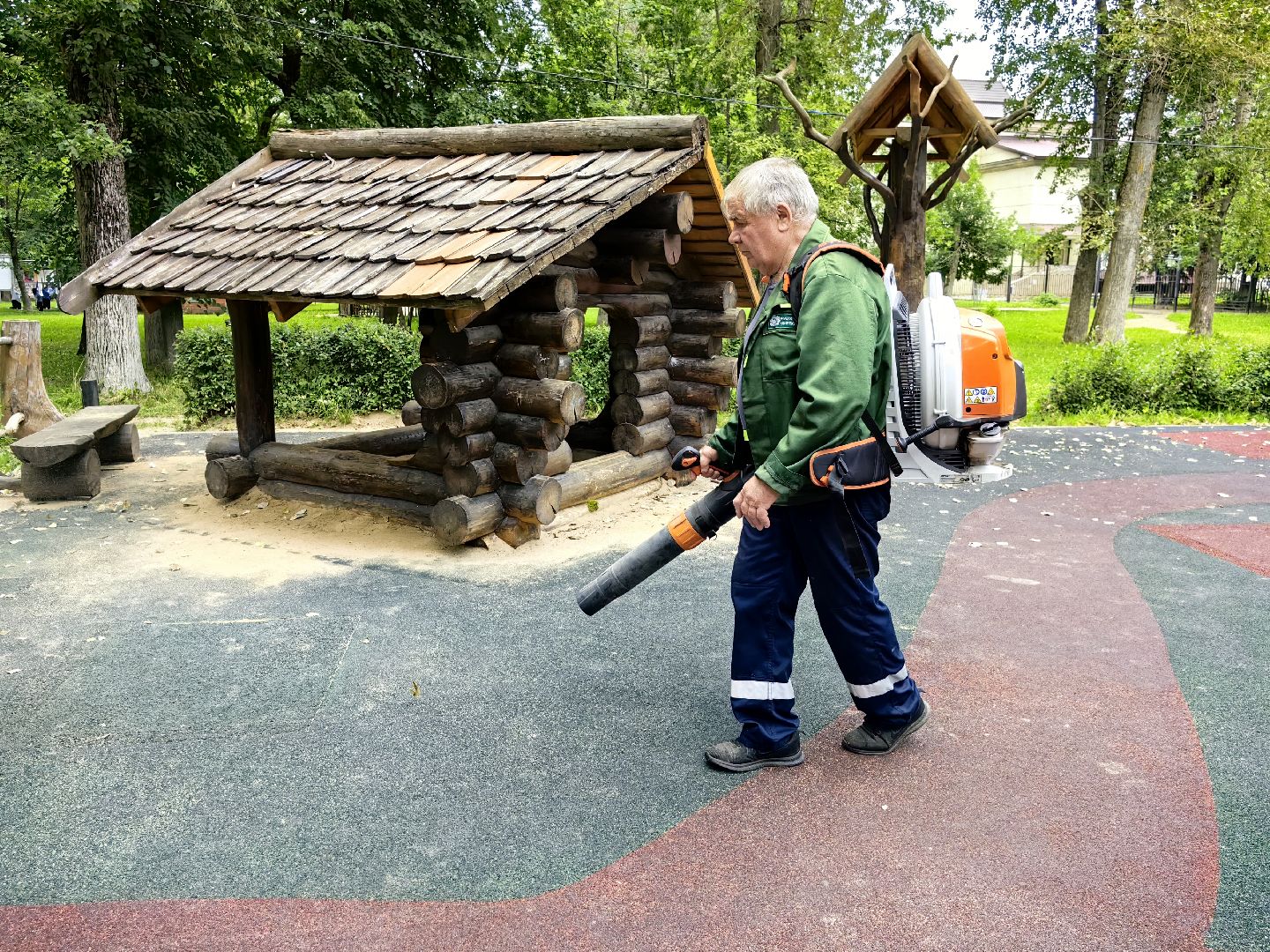 Парк, уборка, пылесос, дороги, листья, Щёлково