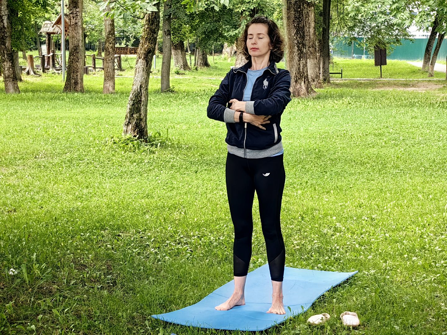 Йога, занятия, парк, площадка