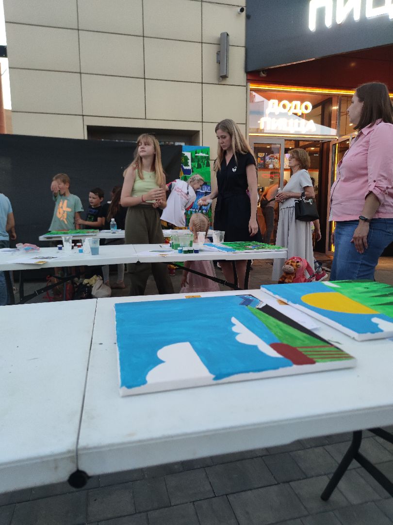 Коллективное творчество, рисование, картина, праздник, Дубна