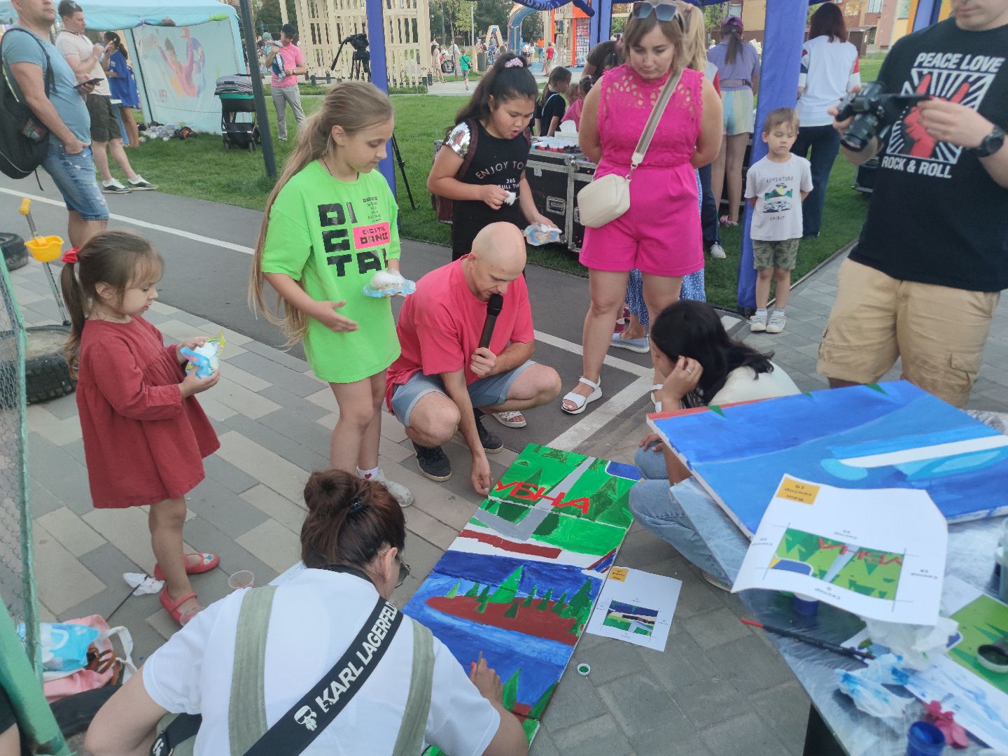 Коллективное творчество, рисование, картина, праздник, Дубна