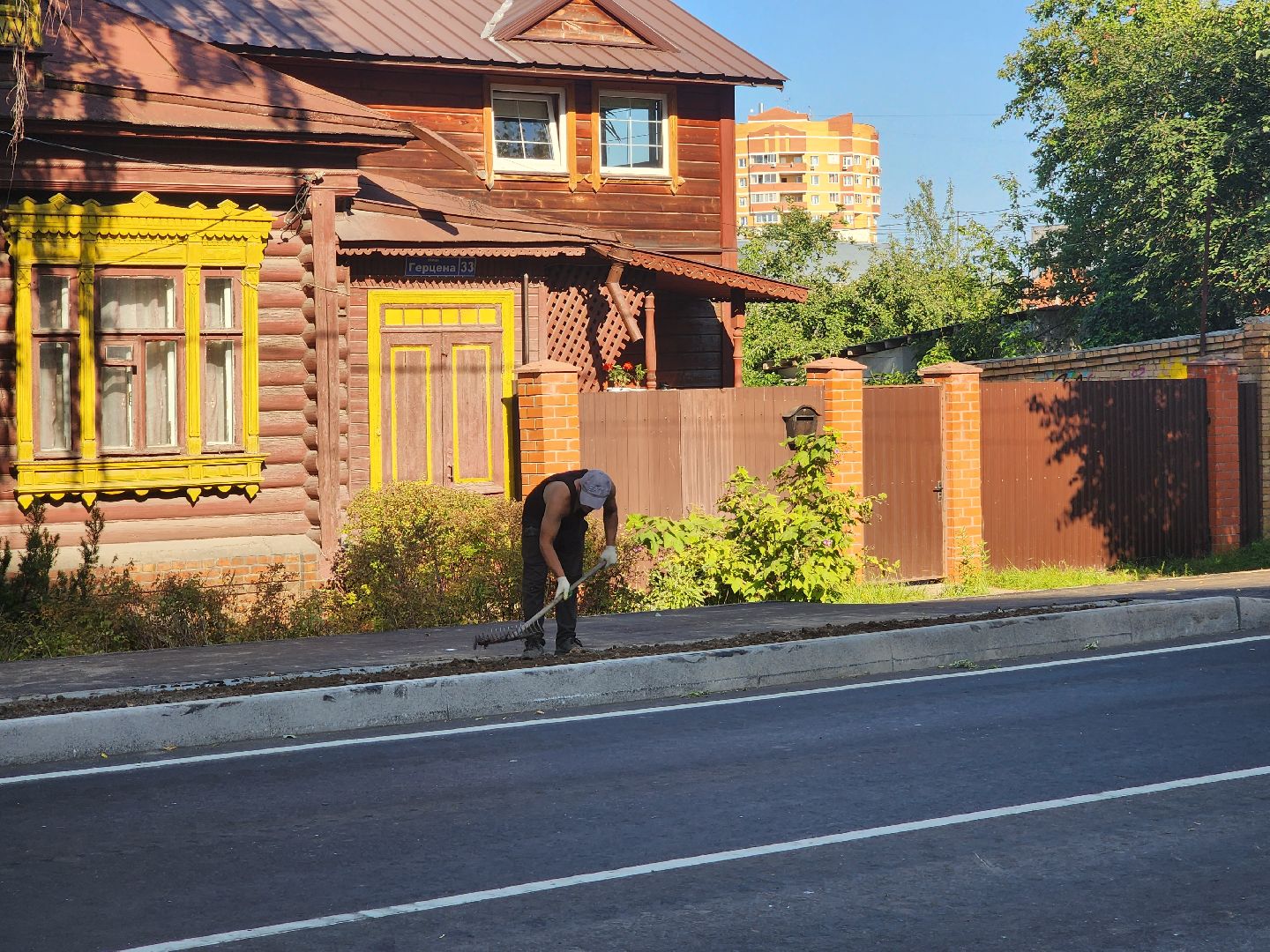 Павловский Посад, городской округ павловский Посад, люди, благоустройство, тротуар, улица, ремонт