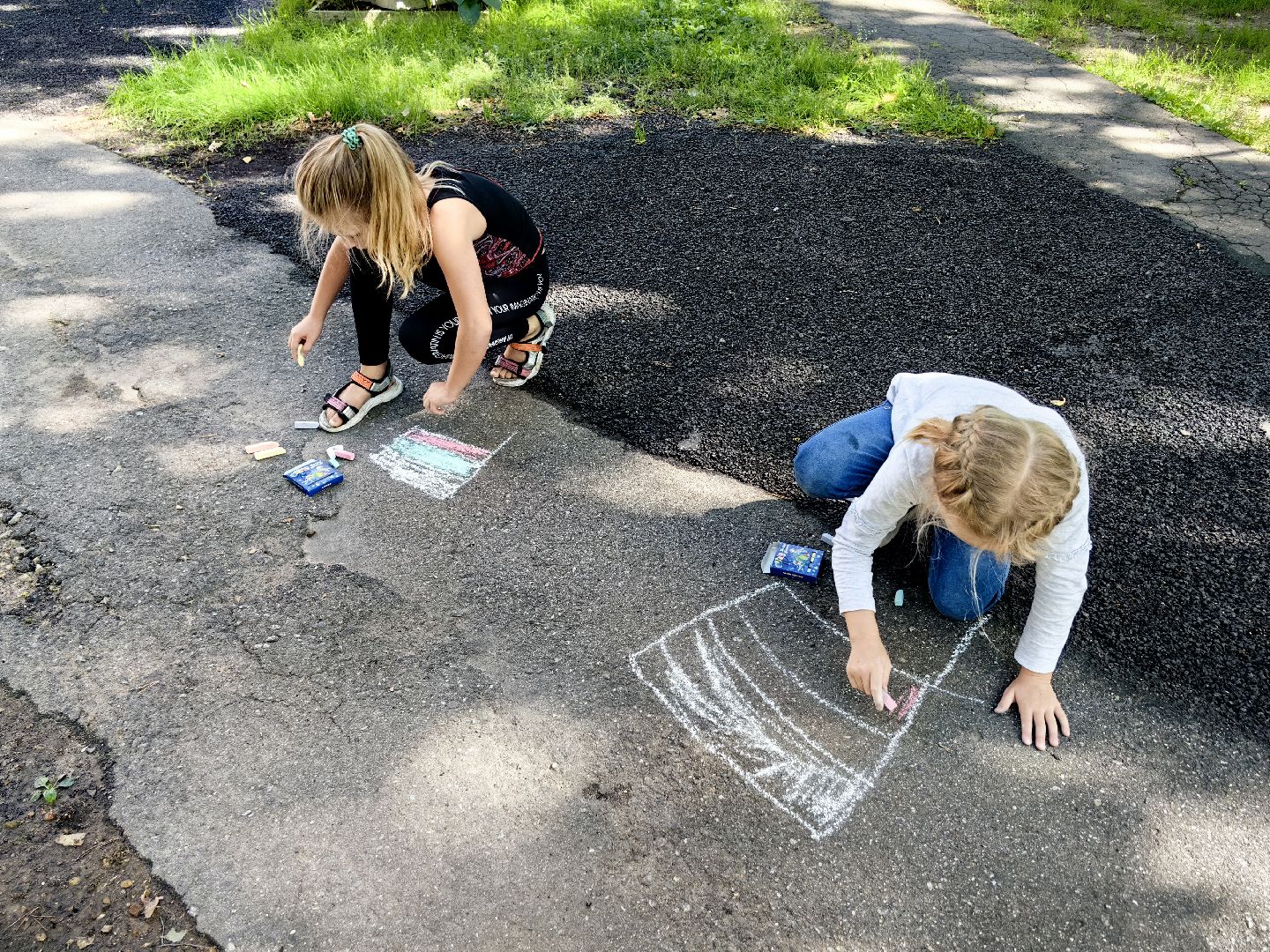 Флаг, квест, игра, рисунок, асфальт, дети