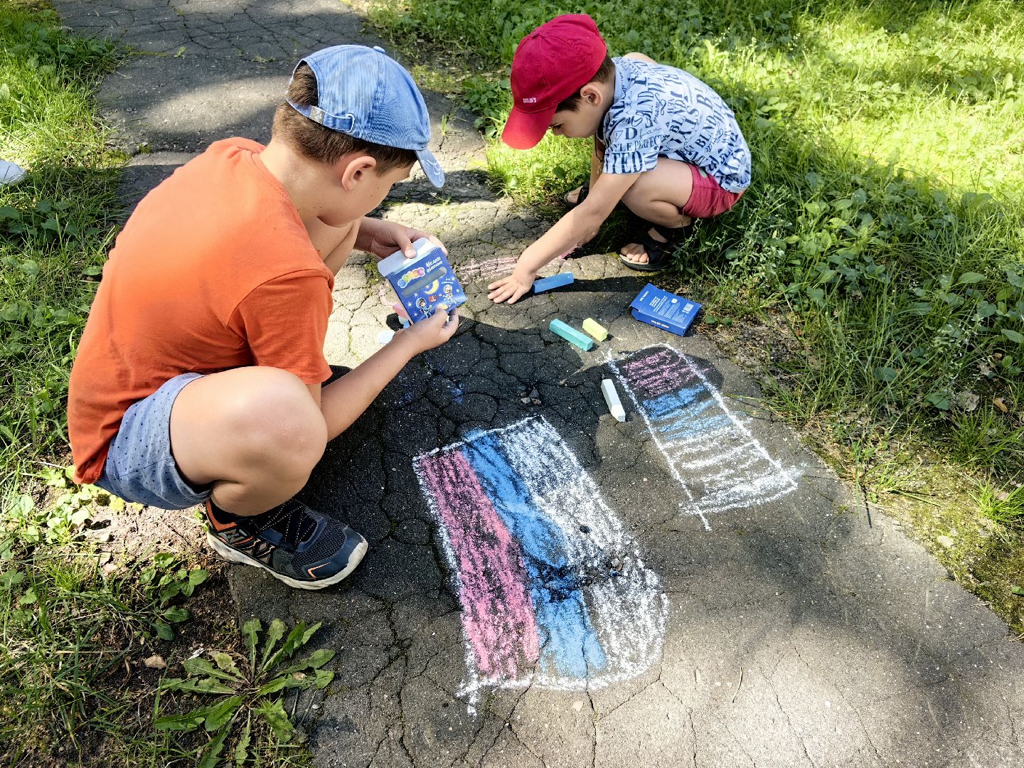 Флаг, квест, игра, рисунок, асфальт, дети