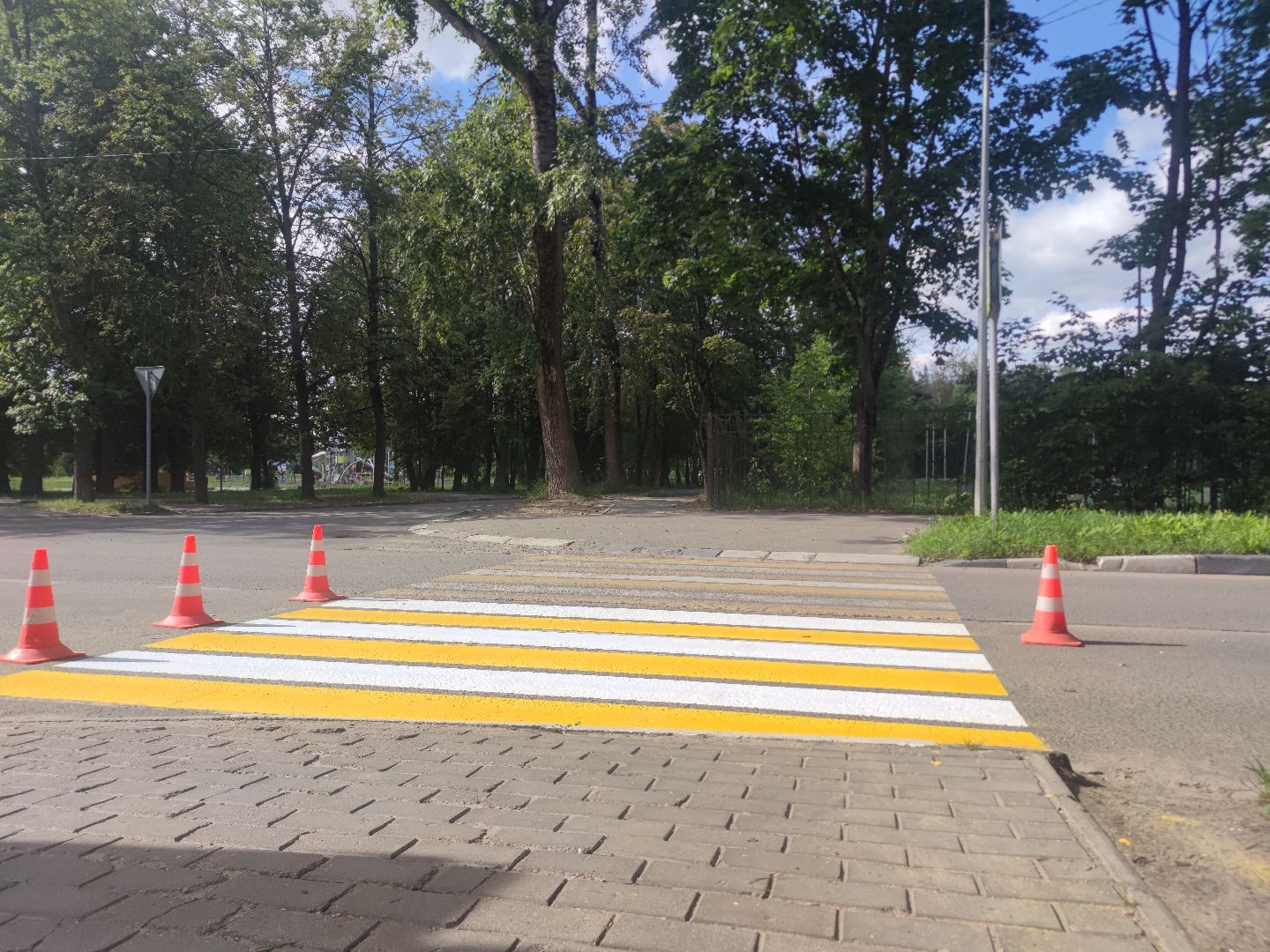 Пешеходный переход, разметка, дорога, Дубна