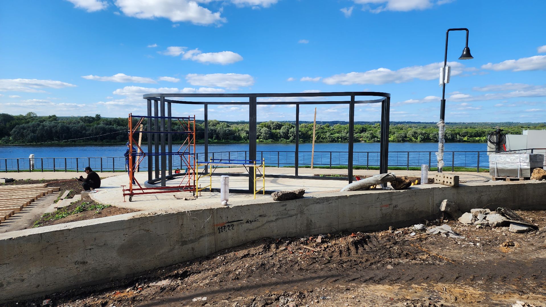 Кашира, набережная, благоустройство, детская площадка, освещение