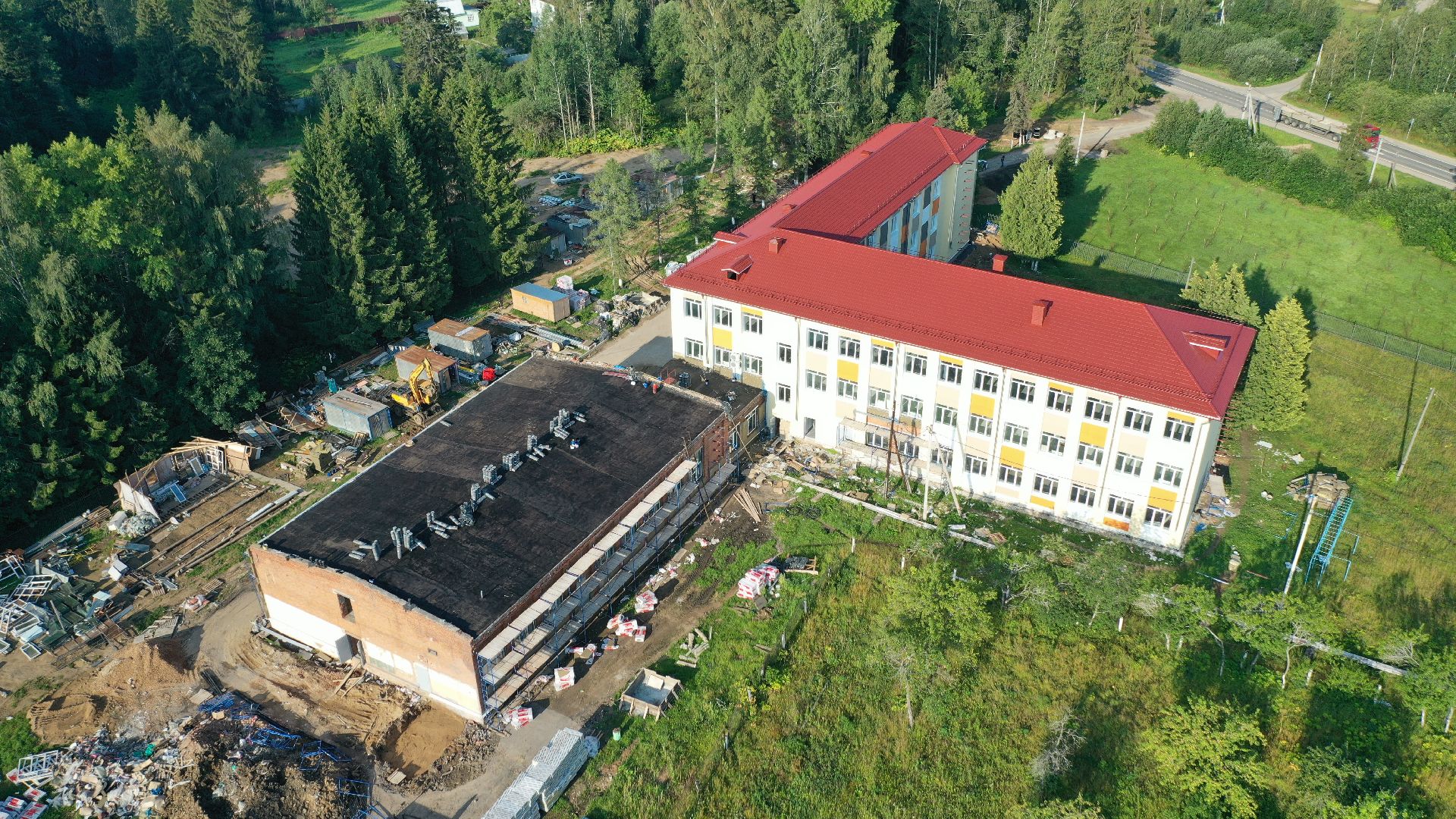 школа, строительство, Волоколамск, видео с коптера,
