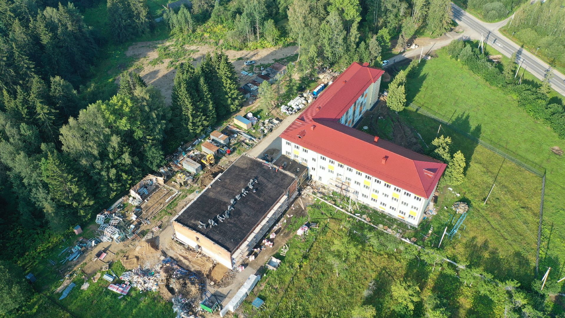 школа, строительство, Волоколамск, видео с коптера,
