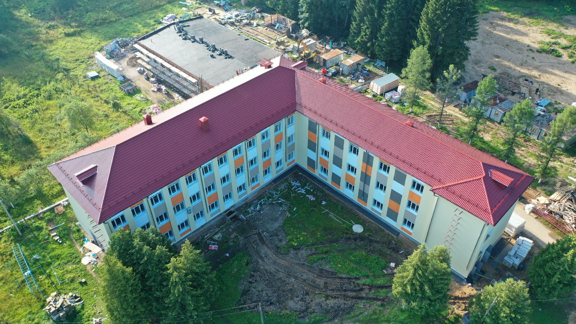 школа, строительство, Волоколамск, видео с коптера,