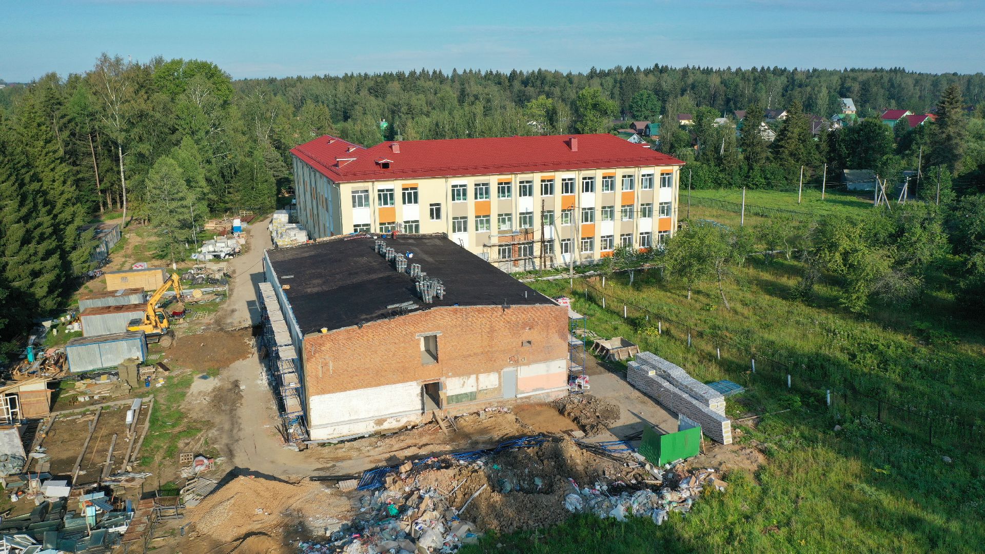 школа, строительство, Волоколамск, видео с коптера,