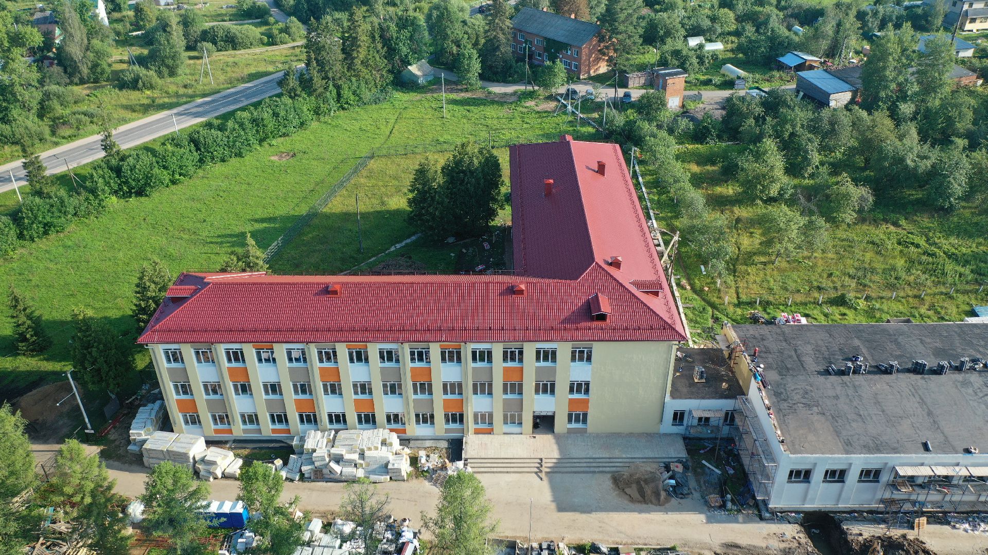 школа, строительство, Волоколамск, видео с коптера,