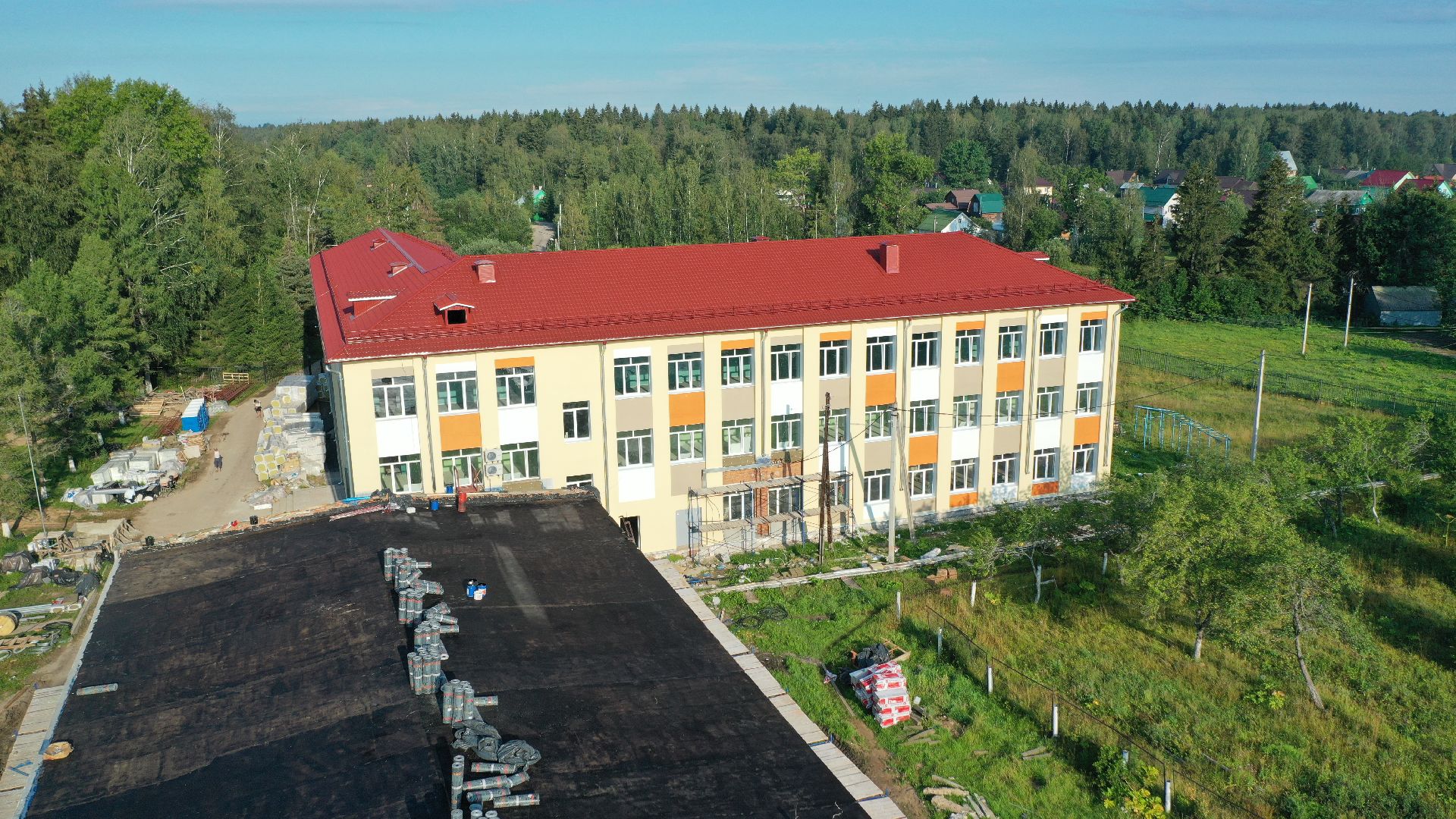 школа, строительство, Волоколамск, видео с коптера,