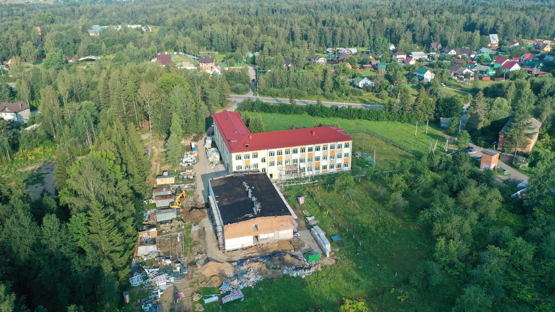 школа, строительство, Волоколамск, видео с коптера,