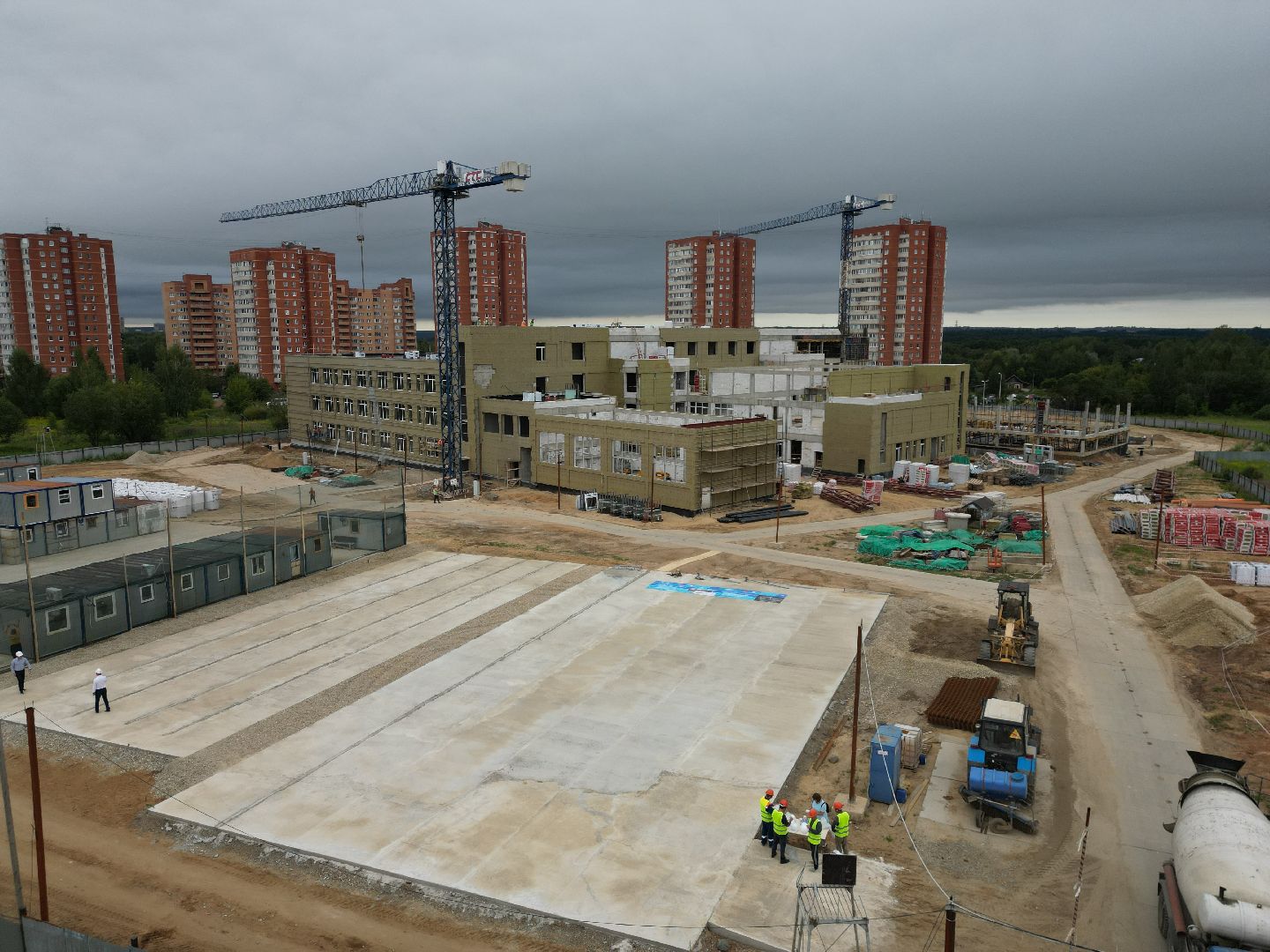 школа, дмитров, стройка, видео с коптера,