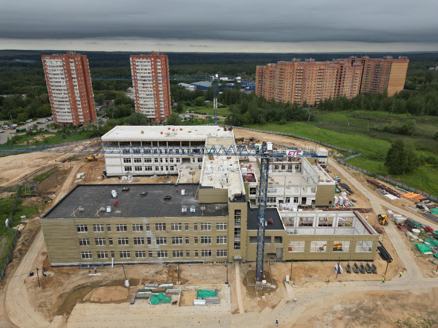 школа, дмитров, стройка, видео с коптера,