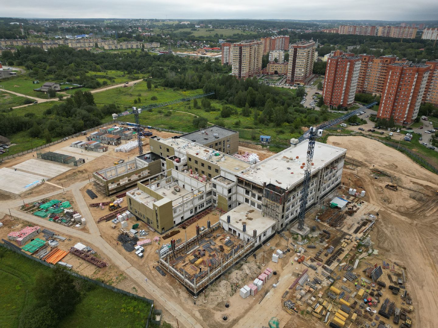 школа, дмитров, стройка, видео с коптера,