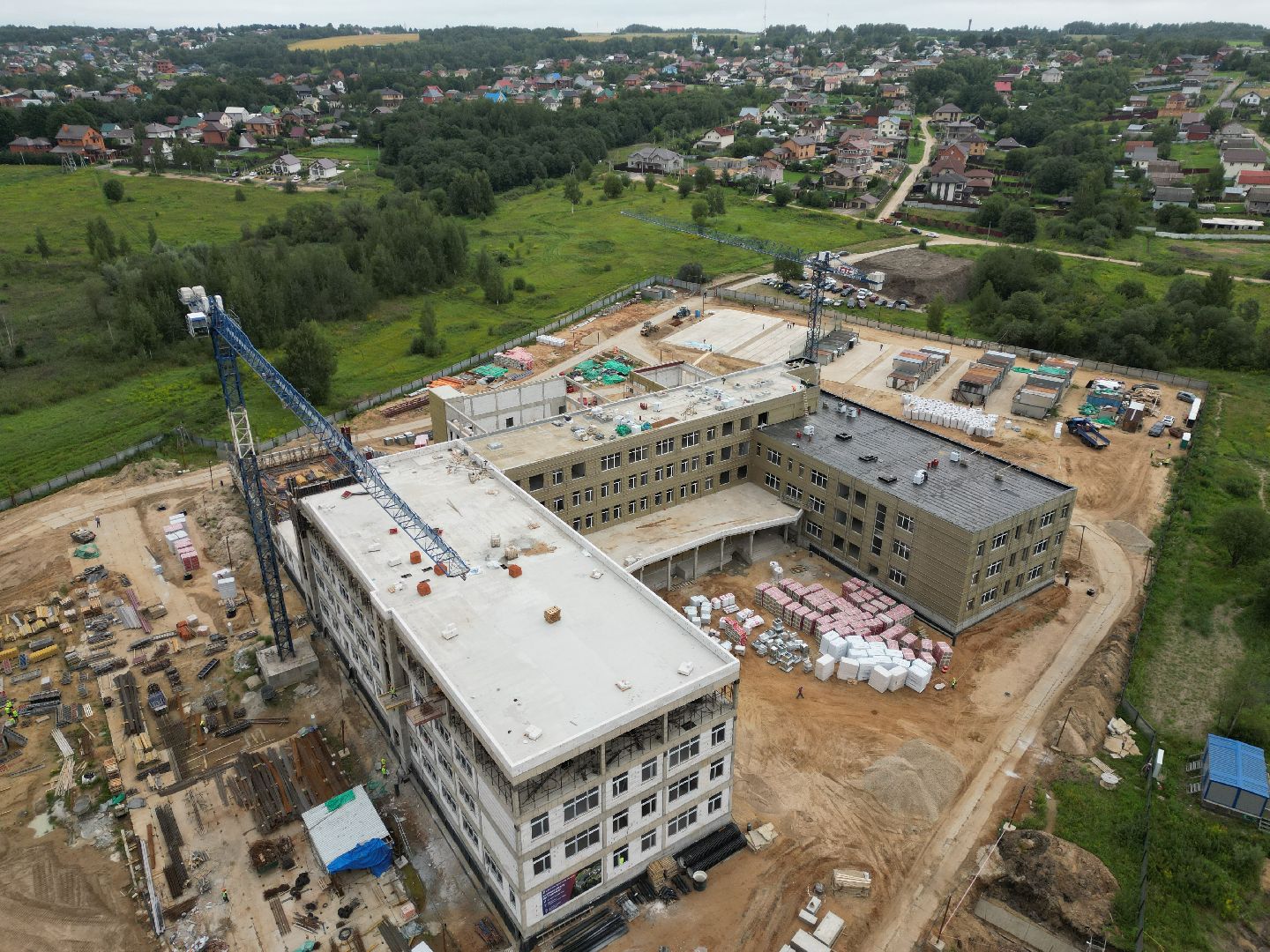 школа, дмитров, стройка, видео с коптера,
