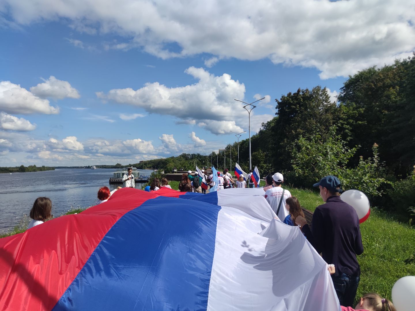 День российского флага, триколор, волонтеры, Дубна